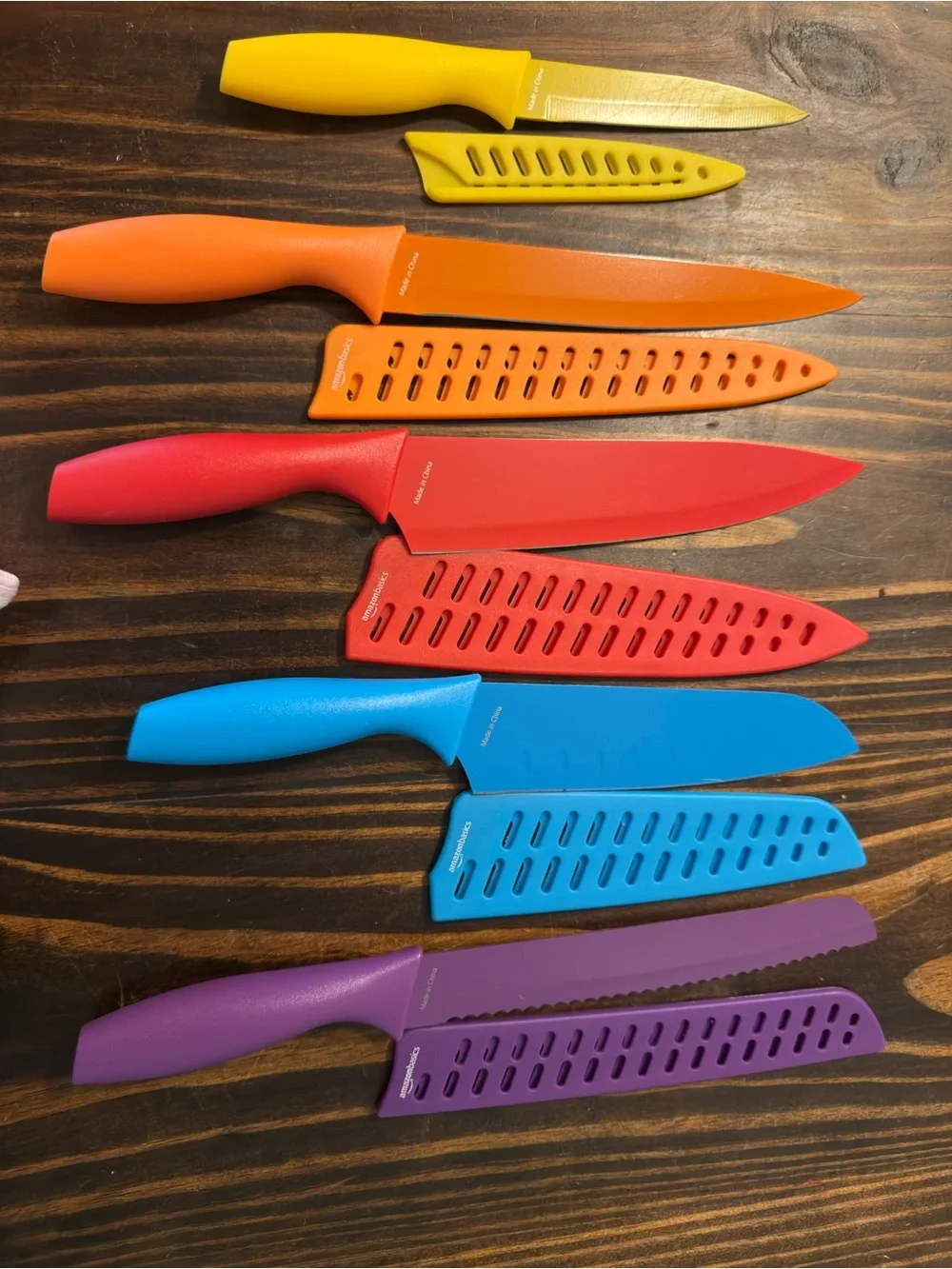 Colorful 5-Piece Knife Set - Yellow, Orange, Red, Blue, Purple